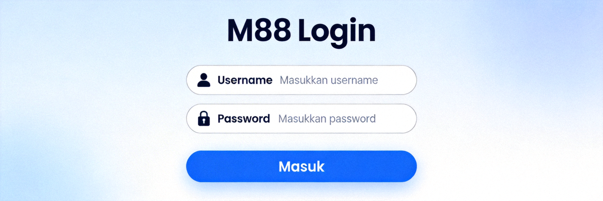 Tampilan halaman login M88 yang aman dengan kolom username dan password serta tombol masuk yang jelas